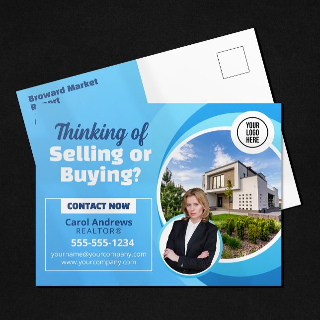 Carte Postale Blue Immobilier Market Report Realtor & Broker (Créateur téléchargé)