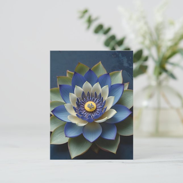 Carte Postale Blue Lotus Flower Spirituel Zen Art (Debout devant)