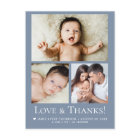 Blue Love and Thanks Baby Photo Birth announcement