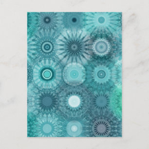 Carte Postale Blue Mandalas Abstrait Ornate Motif