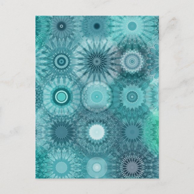 Carte Postale Blue Mandalas Abstrait Ornate Motif (Devant)