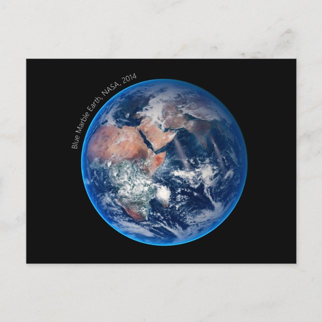 Carte Postale Blue Marble Earth, 2014 Photo satellite (Devant)