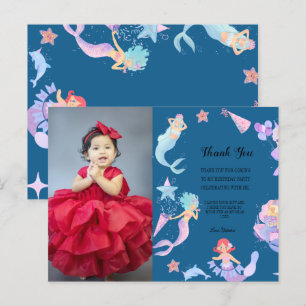 Carte Postale Blue merci anniversaire mermaid thèmes