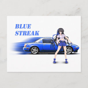 Carte Postale Blue Miata - avec anime girl