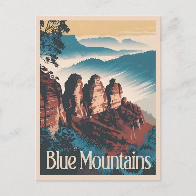 Carte Postale Blue Mountains Australie Vintage (Devant)