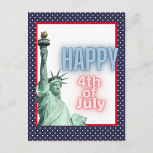 Carte Postale Blue Neon 4 juillet Liberty Statue