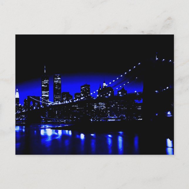 Carte postale Blue New York City Brooklyn Bridge (Devant)