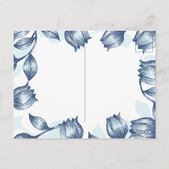 Carte Postale Blue Pastel Elégance : Tulip Silhouette Florale Pa (Dos)