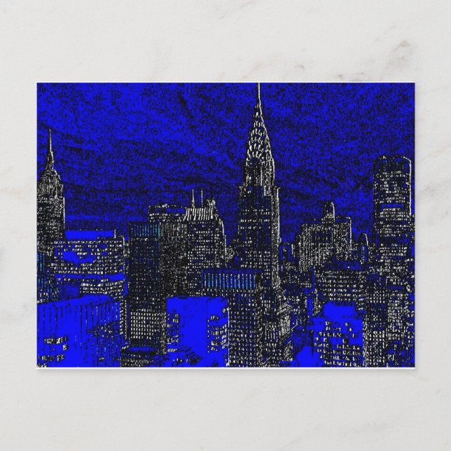 Carte Postale Blue Pop Art New York (Devant)