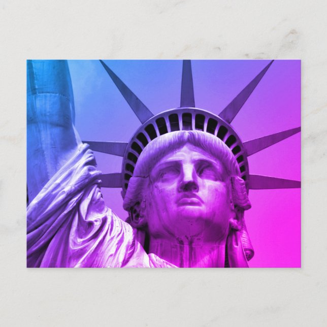 Carte Postale Blue Purple Pop Art Statue de la Liberté New York (Devant)