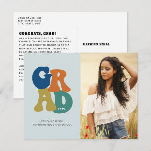 Carte Postale Blue Retro 'les années 70 Grad 2023 Super Graduati