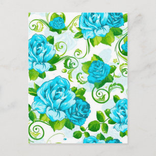 Carte Postale Blue Roses White