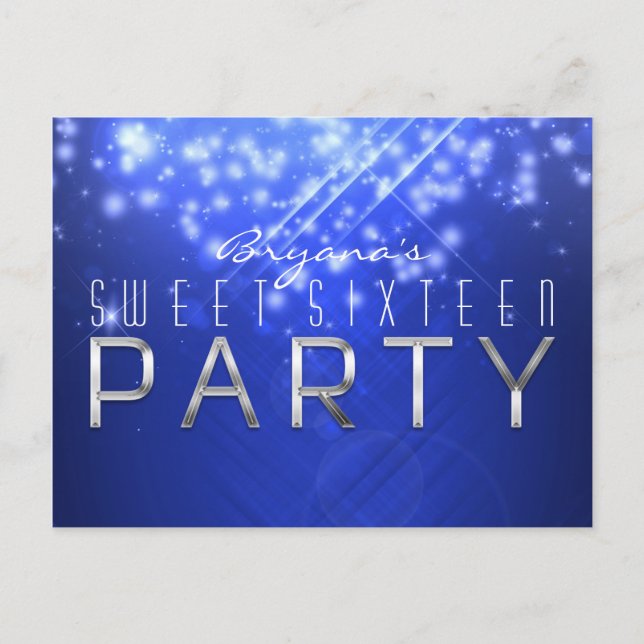 Carte postale Blue Sparkle Glam Club Vibe PARTY (Devant)