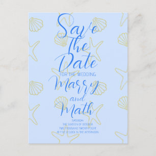 Carte Postale Blue Summer Simple Sea Shell et Star Beach Desing