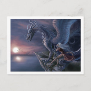 Carte postale Blue Sunset Dragon Imaginaire envo