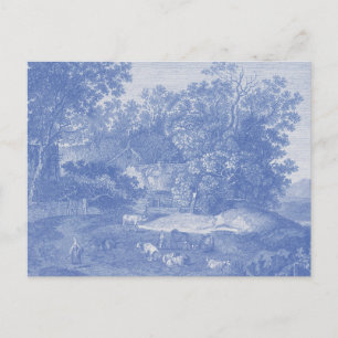 Carte Postale Blue Toil de Jouy Pays Français Shabby Elégance
