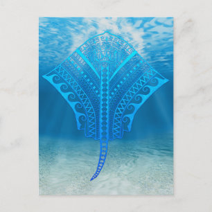 Carte Postale Blue Tribal Stingray