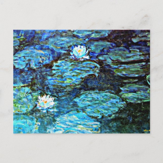 Carte Postale Blue Water-Lys, peinture d'art, (Devant)