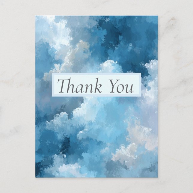 Carte Postale Blue & White Painted Clouds Thank You Card (Devant)