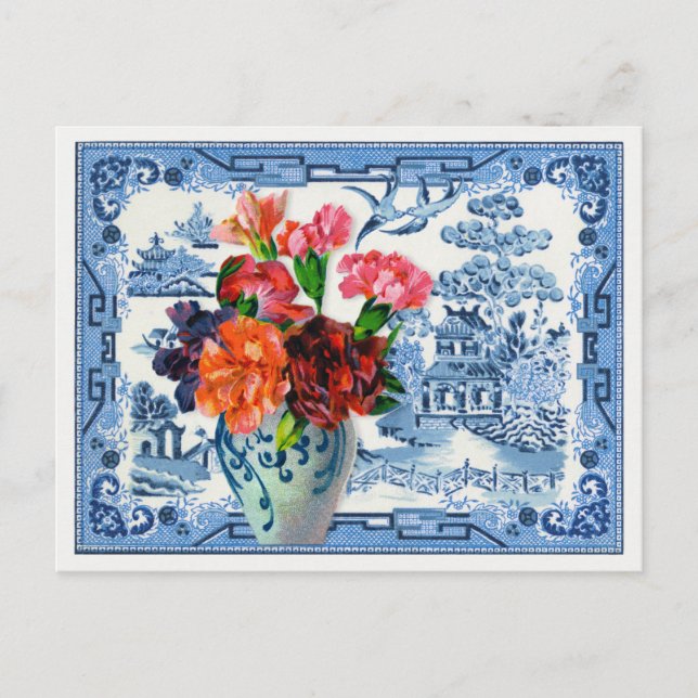 Carte postale Blue Willow Salutations (Devant)