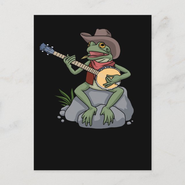 Carte Postale Bluegrass Banjo Frog Pays Musique Cadeau Banjo (Devant)