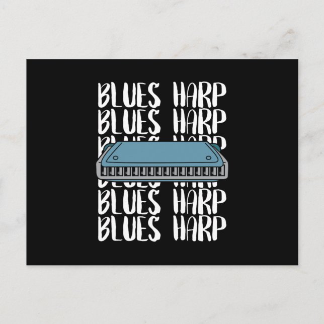 Carte Postale Blues Harp Harmonica Music Sound Instrument Cadeau (Devant)
