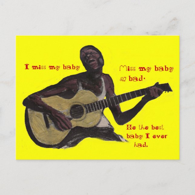 Carte Postale bluesman I Miss My Baby petit ami mari homme (Devant)