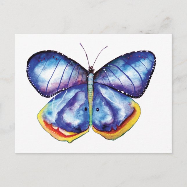 Carte postale BlueWatercolor Butterfly Art (Devant)