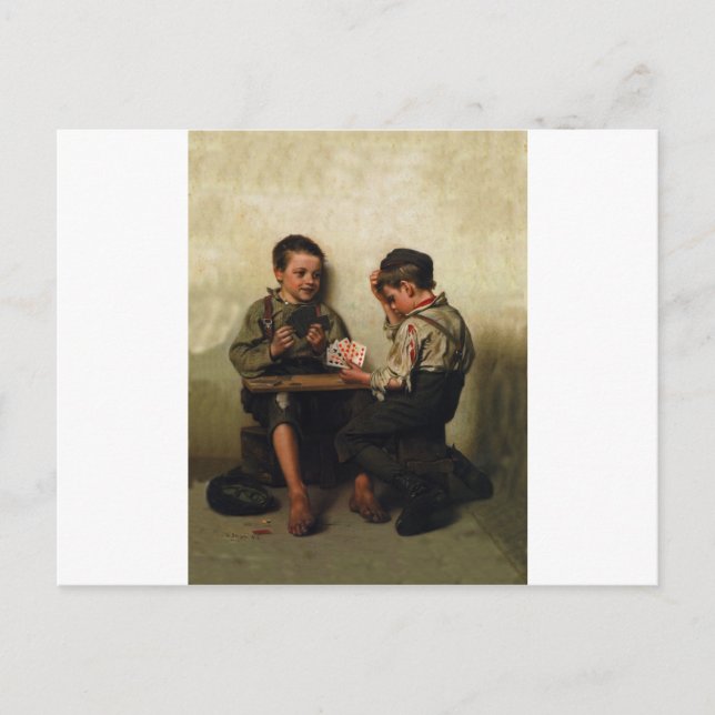 Carte Postale Bluffage ~ Chaussure Shine Boys Jouer au Poker (18 (Devant)