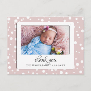 Carte Postale Blush Faire-part de naissance Merci Pois