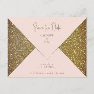 Carte Postale Blush & Gold Glam Wedding Enregistrer la date