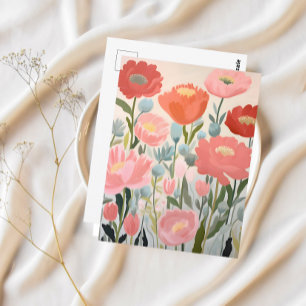 Carte Postale Blush Peonies Floral Art