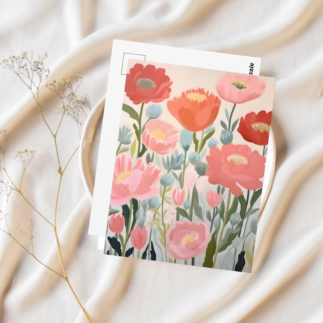 Carte Postale Blush Peonies Floral Art (Créateur téléchargé)