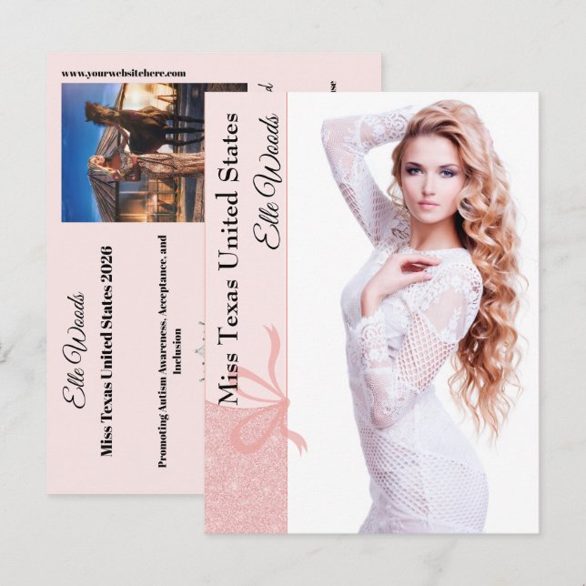 Carte Postale Blush Pink Glitz Pageant Autophoto (Devant / Derrière)