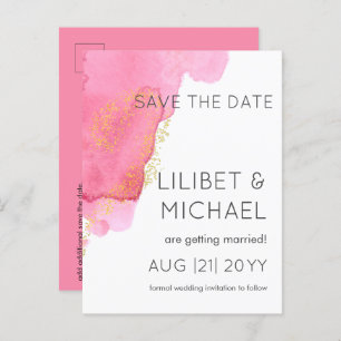 Carte Postale Blush Pink Gold Modern Mariage Enregistrer les dat
