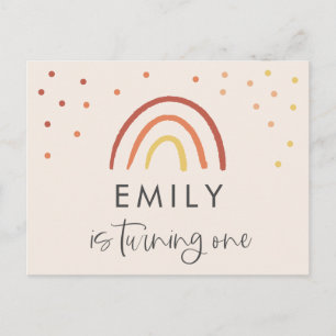 Carte Postale Blush Pink Terracotta Rainbow 1er fête d'anniversa