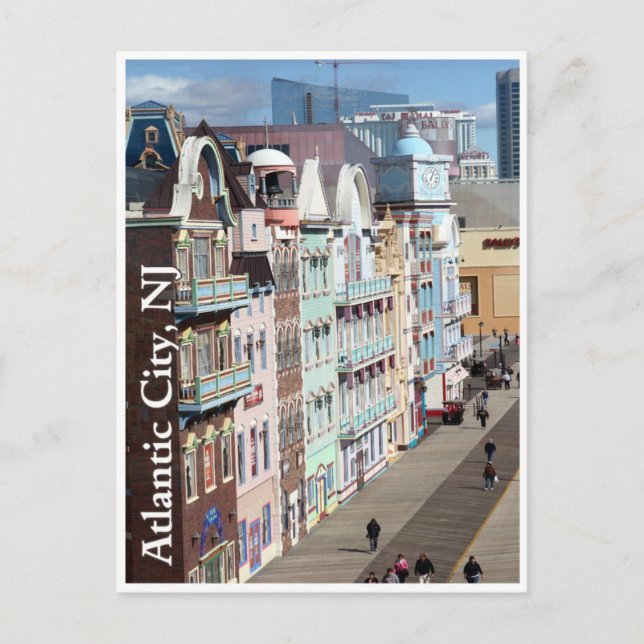 Carte Postale Boardwalk à Atlantic City, New Jersey Postcard (Devant)