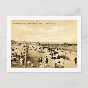 Carte Postale Boardwalk & Beach, Asbury Park, New Jersey Vintage