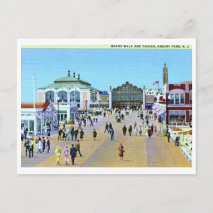 Carte Postale Boardwalk & Casino, Asbury Park NJ Vintage