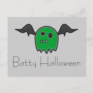 Carte postale Boat Bat Green Ghost Batty Halloween