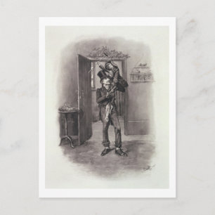 Carte Postale Bob Cratchit et Tiny Tim, de "Charles Dickens :