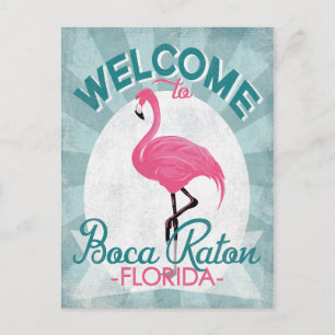Carte Postale Boca Raton Florida Flamant rose rose Retro