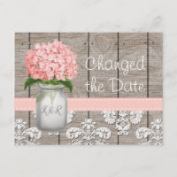 Bocal Mason Hydrangea Rose Monogramme Date Changé