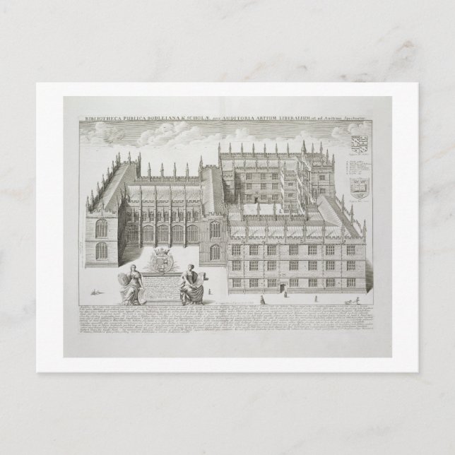 Carte Postale Bodleian Library, Oxford, from 'Oxonia Illustrata' (Devant)