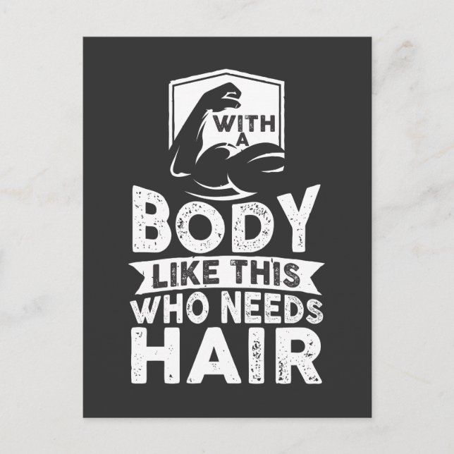 Carte Postale Bodybuilder Pas de tête chauve Athlète (Devant)