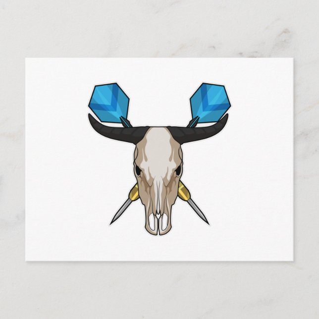 Carte Postale Bœuf aux fléchettes avec fléchette (Devant)