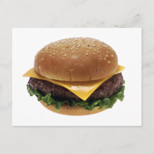 Carte Postale Boeuf Patti Sandwich Déjeuner Nourriture Cheesebur