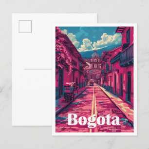 Carte Postale Bogota Colombia Art Vintage Illustration de voyage