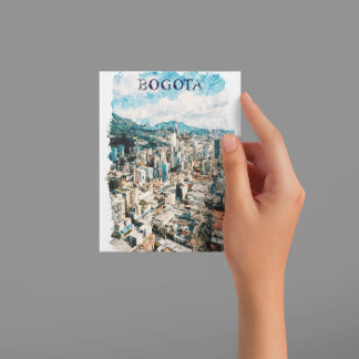Carte Postale Bogota Colombie City View Aquarelle