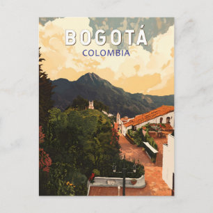 Carte Postale Bogota Colombie Illustration Voyage Art Rétro